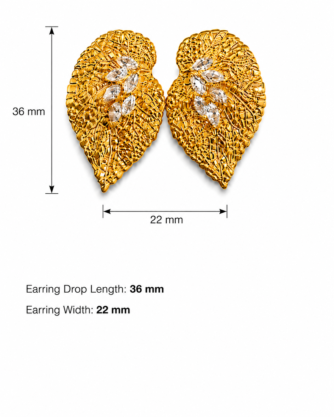 Golden Filigree Leaf Earrings