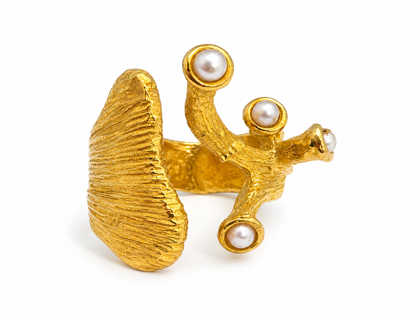 Golden Ginkgo Branch Ring