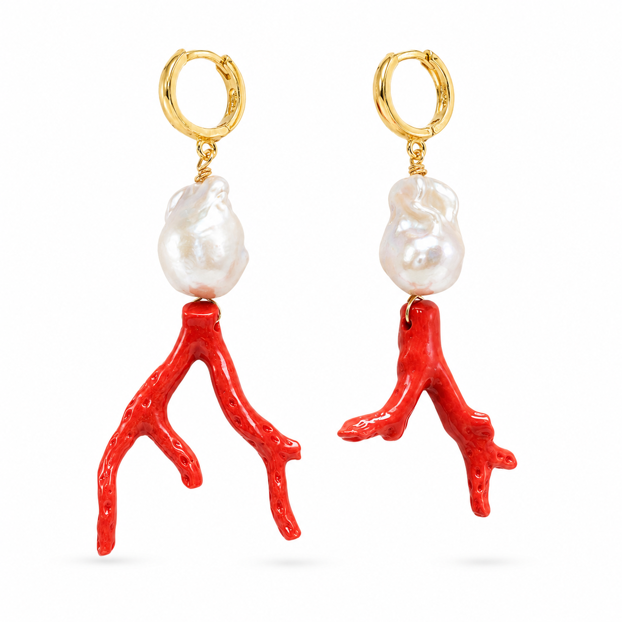 Chic Coral and Pearl Earrings
