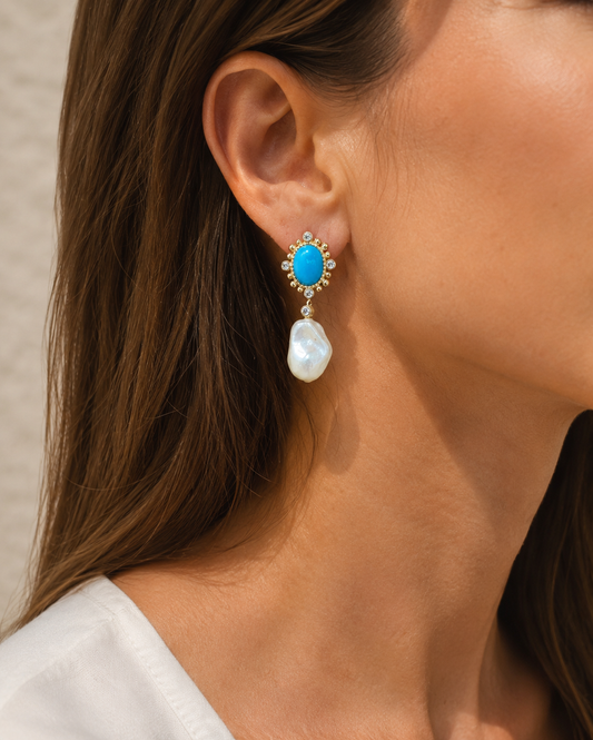 Santorini Pearl Drop Earrings