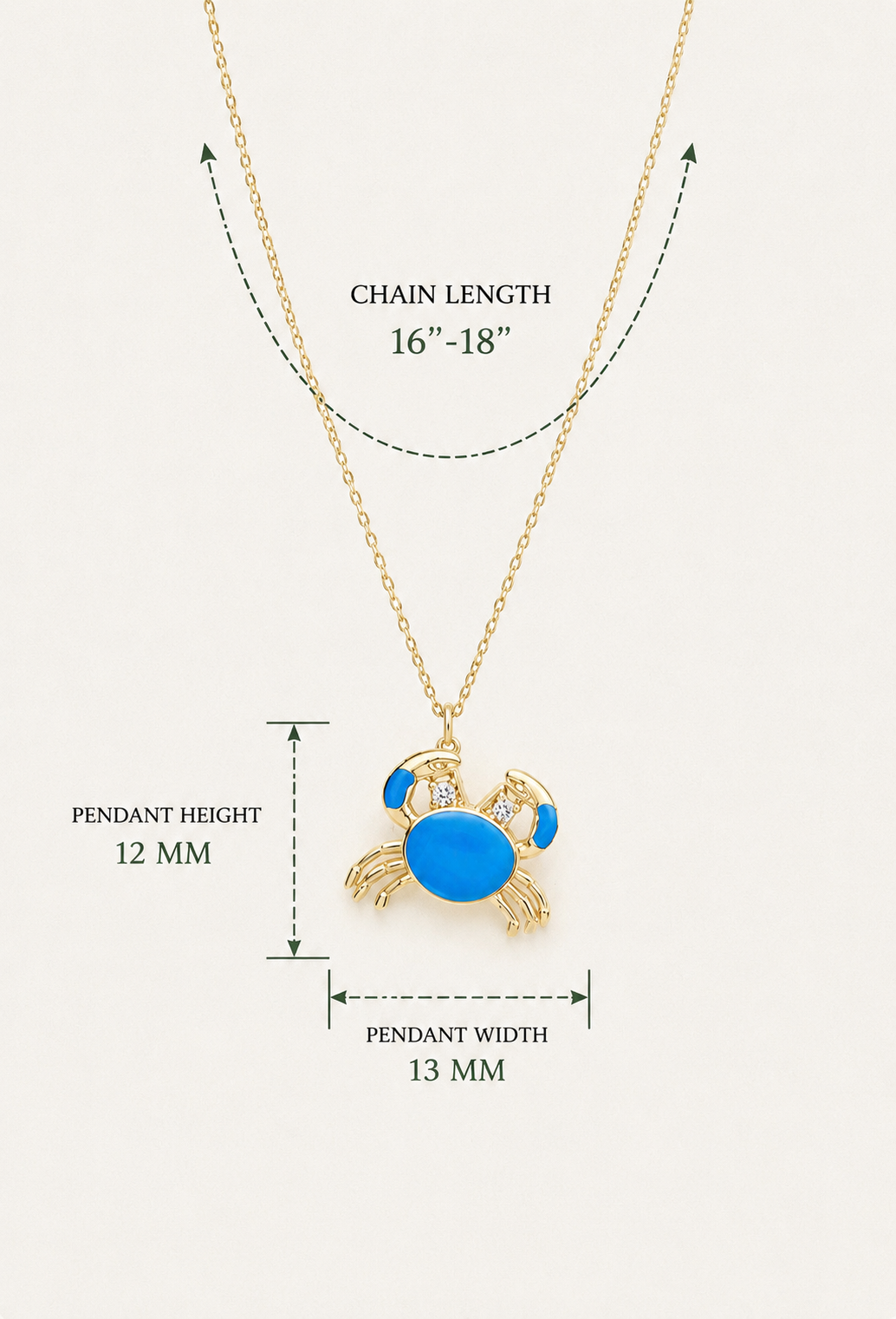Nautical Crab Charm Necklace