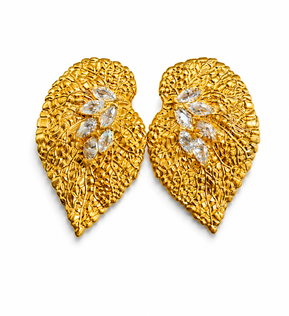 Golden Filigree Leaf Earrings