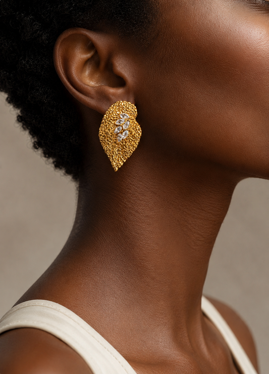 Golden Filigree Leaf Earrings