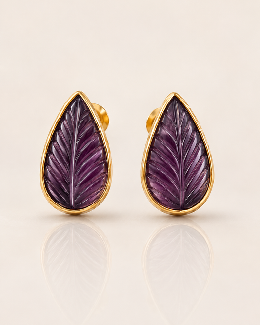 Purple Leaf Earrings
